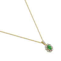 0.46 Ct. Emerald Natural Diamond Pave Pendant, 14K Yellow Gold Image