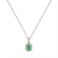0.46 Ct. Emerald Natural Diamond Halo Pendant, 14K White Gold Image