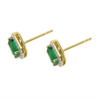 1.15 Ct.Tw. Emerald Natural Diamond Halo Earrings, 14K Yellow Gold Image