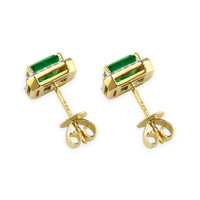 1.15 Ct.Tw. Emerald Natural Diamond Halo Earrings, 14K Yellow Gold Image