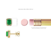 1.15 Ct.Tw. Emerald Natural Diamond Halo Earrings, 14K Yellow Gold Image