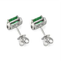 1.15 Ct.Tw. Emerald Natural Diamond Pave Earrings, 14K White Gold Image