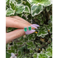 1.15 Ct.Tw. Emerald Natural Diamond Pave Earrings, 14K White Gold Life Style