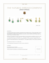 1.23 Ct.Tw.Total Carat Weight Emerald and Natural Diamond Pave Earrings, 14K Yellow Gold Appraisal