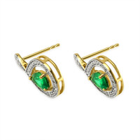 1.23 Ct.Tw. Emerald Natural Diamond Halo Earrings, 14K Yellow Gold Image