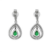 1.23 Ct.Tw. Emerald Natural Diamond Halo Earrings, 14K White Gold Image