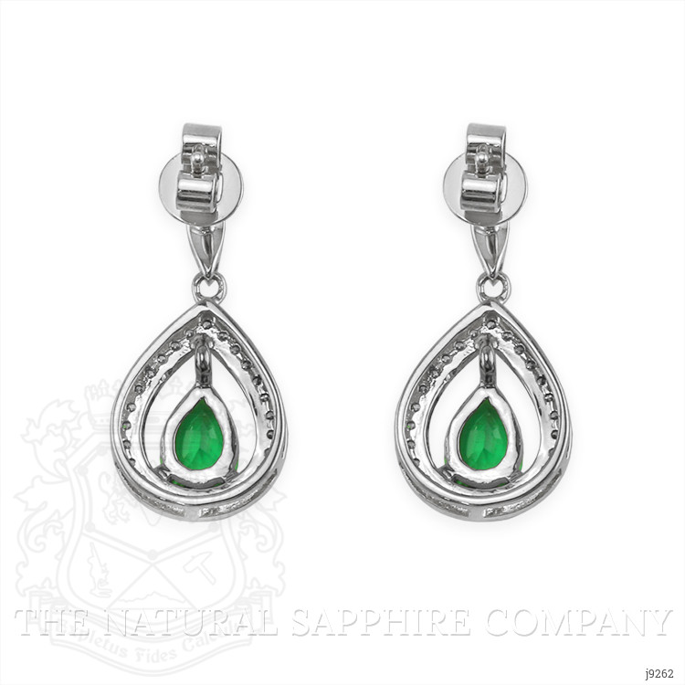 1.23 Ct.Tw. Emerald Natural Diamond Halo Earrings, 14K White Gold