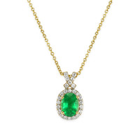 1.18 Ct. Emerald Natural Diamond Pave Pendant, 14K Yellow Gold Video