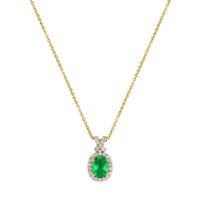 1.18 Ct. Emerald Natural Diamond Pave Pendant, 14K Yellow Gold Image