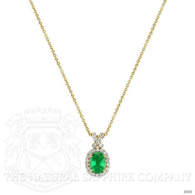 1.18 Ct. Emerald Natural Diamond Pave Pendant, 14K Yellow Gold