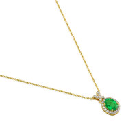 1.18 Ct. Emerald Natural Diamond Pave Pendant, 14K Yellow Gold Image