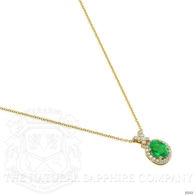 1.18 Ct. Emerald Natural Diamond Pave Pendant, 14K Yellow Gold