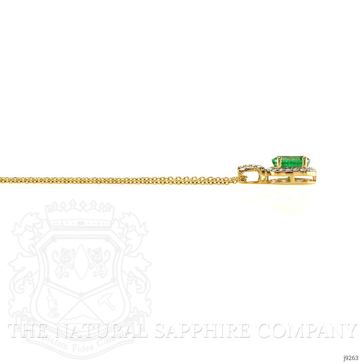1.18 Ct. Emerald Natural Diamond Pave Pendant, 14K Yellow Gold