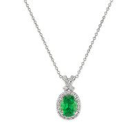 1.18 Ct. Emerald Natural Diamond Pave Pendant, 14K White Gold Video