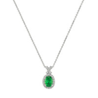1.18 Ct. Emerald Natural Diamond Pave Pendant, 14K White Gold Image