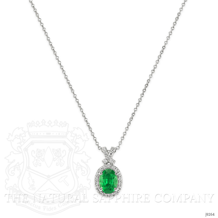 1.18 Ct. Emerald Natural Diamond Pave Pendant, 14K White Gold