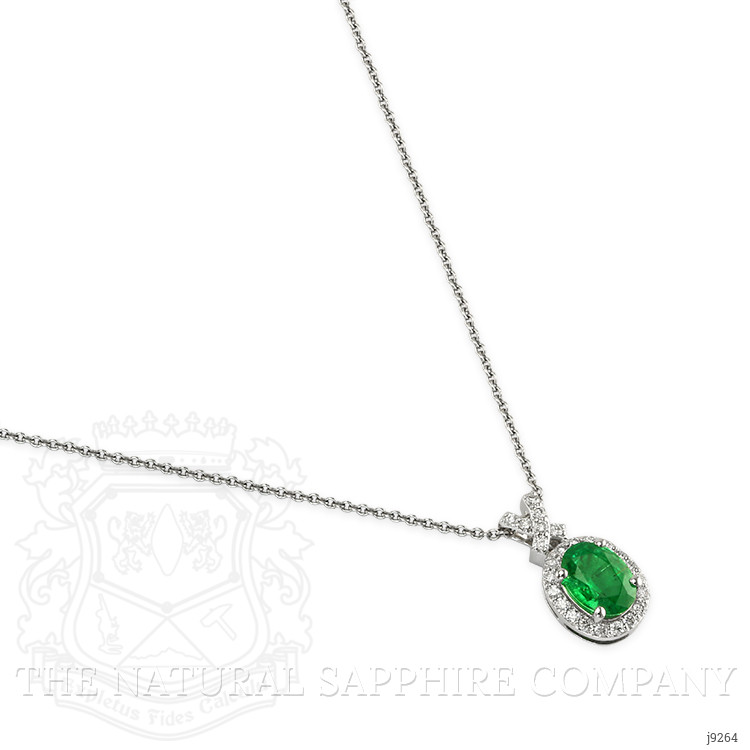 1.18 Ct. Emerald Natural Diamond Pave Pendant, 14K White Gold