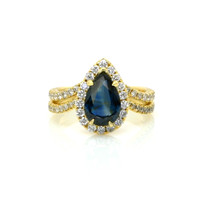 2.04 Ct. Sapphire Natural Diamond Pave Ring, 18K Yellow Gold Video
