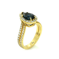 2.04 Ct. Sapphire Natural Diamond Pave Ring, 18K Yellow Gold Image