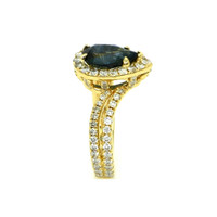 2.04 Ct. Sapphire Natural Diamond Pave Ring, 18K Yellow Gold Image
