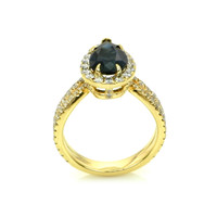 2.04 Ct. Sapphire Natural Diamond Pave Ring, 18K Yellow Gold Image