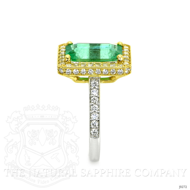 2.70 Ct. Emerald Natural Diamond Pave Ring, 18K White & Yellow