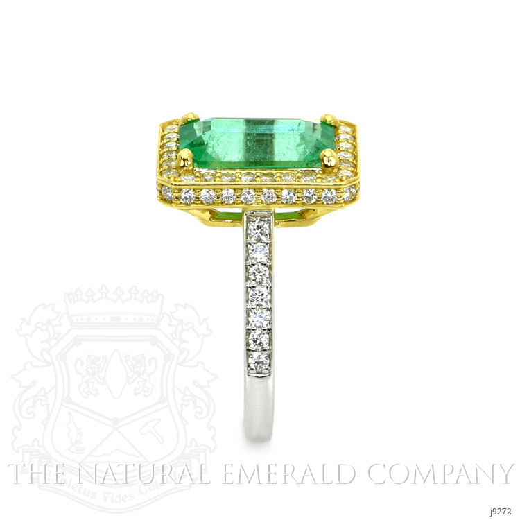 2.70 Ct. Emerald Natural Diamond Pave Ring, 18K White & Yellow