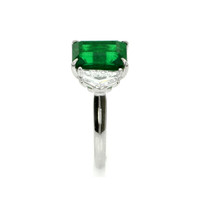 4.07 Ct. Emerald Natural Diamond Three Stone Ring, Platinum 950 Image