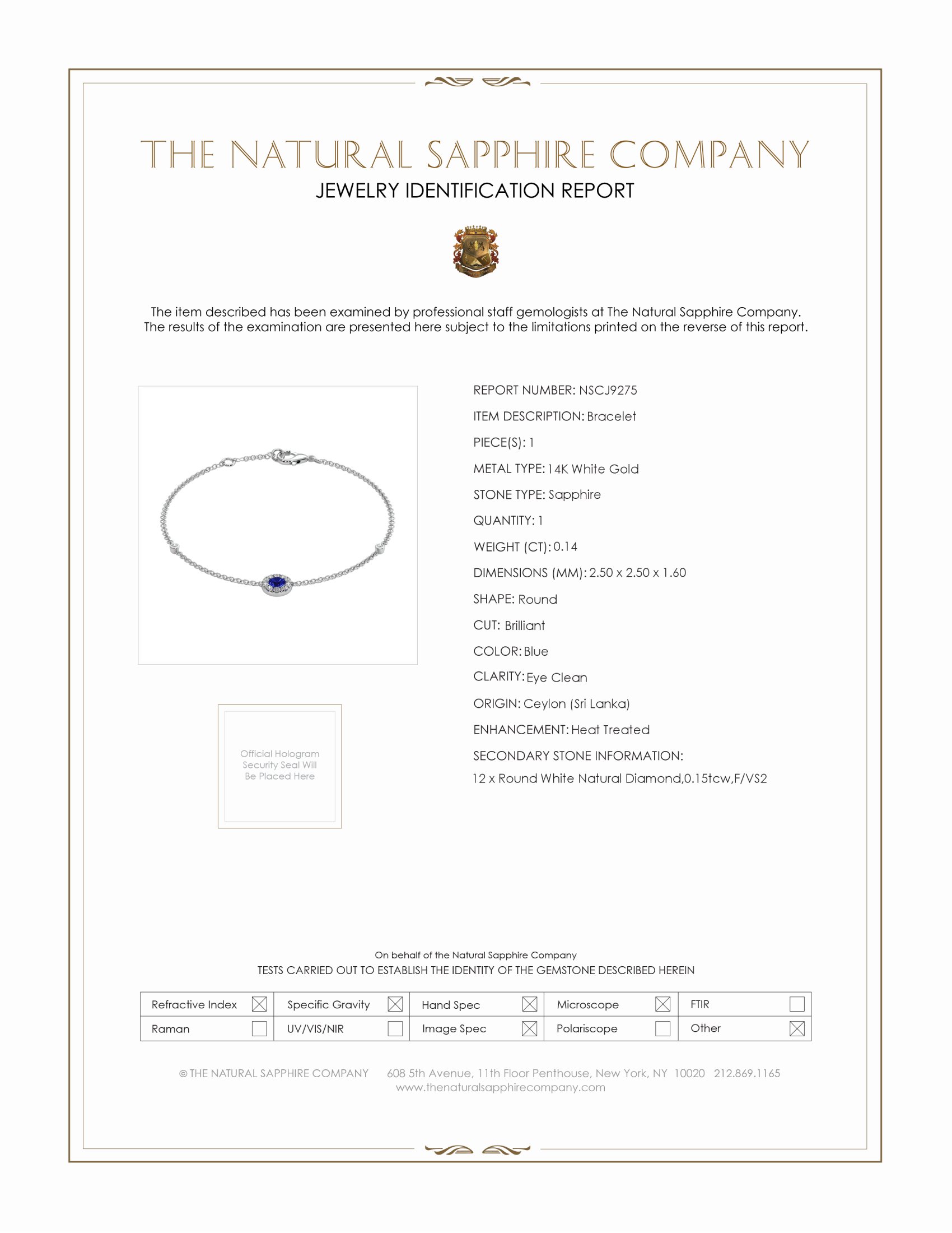 0.14 Ct.Tw. Blue Sapphire and Natural Diamond Pave Bracelet, 14K White Gold