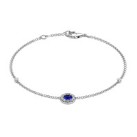0.14 Ct.Tw. Blue Sapphire and Natural Diamond Pave Bracelet, 14K White Gold Video