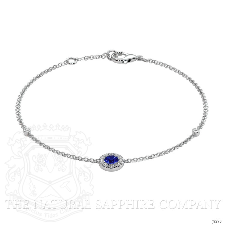 0.14 Ct.Tw. Blue Sapphire and Natural Diamond Pave Bracelet, 14K White Gold