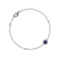 0.14 Ct.Tw. Blue Sapphire and Natural Diamond Pave Bracelet, 14K White Gold Image
