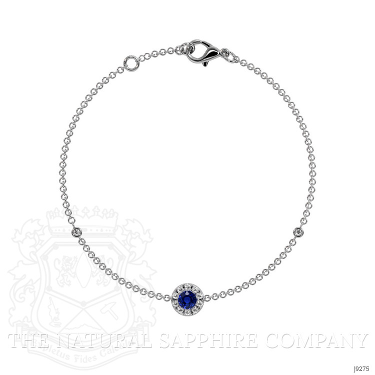0.14 Ct.Tw. Blue Sapphire and Natural Diamond Pave Bracelet, 14K White Gold