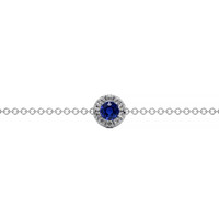 0.14 Ct.Tw. Blue Sapphire and Natural Diamond Pave Bracelet, 14K White Gold Image
