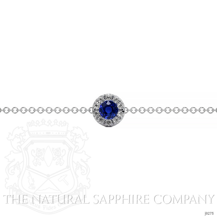 0.14 Ct.Tw. Blue Sapphire and Natural Diamond Pave Bracelet, 14K White Gold