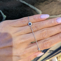0.14&nbsp;Ct.Tw.Total Carat Weight Blue Sapphire and Natural Diamond Pave Bracelet, 14K White Gold Life Style