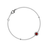 0.14 Ct.Tw. Ruby Natural Diamond Pave Bracelet, 14K White Gold Image