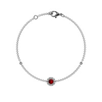0.14 Ct.Tw. Ruby Natural Diamond Pave Bracelet, 14K White Gold Image