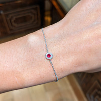 0.14 Ct.Tw.Total Carat Weight Ruby and Natural Diamond Pave Bracelet, 14K White Gold Life Style