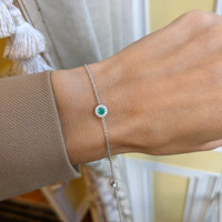 0.13 Ct.Tw. Emerald Natural Diamond Pave Bracelet, 14K White Gold Life Style