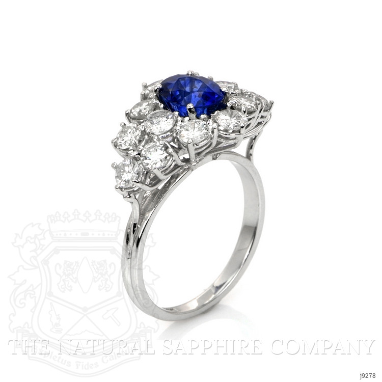 1.50 Ct. Blue Sapphire and Natural Diamond Antique Style Ring, 14K White Gold