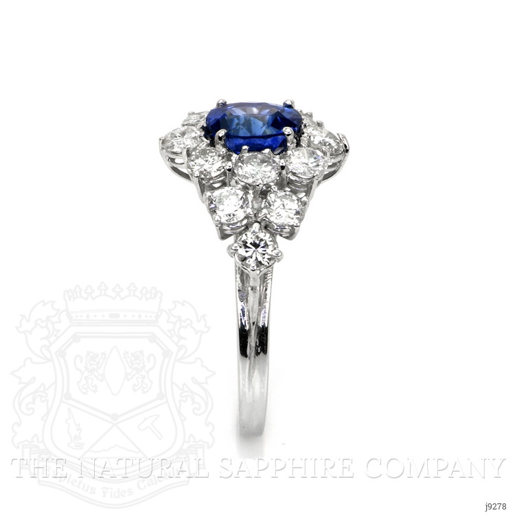 1.50 Ct. Blue Sapphire and Natural Diamond Antique Style Ring, 14K White Gold