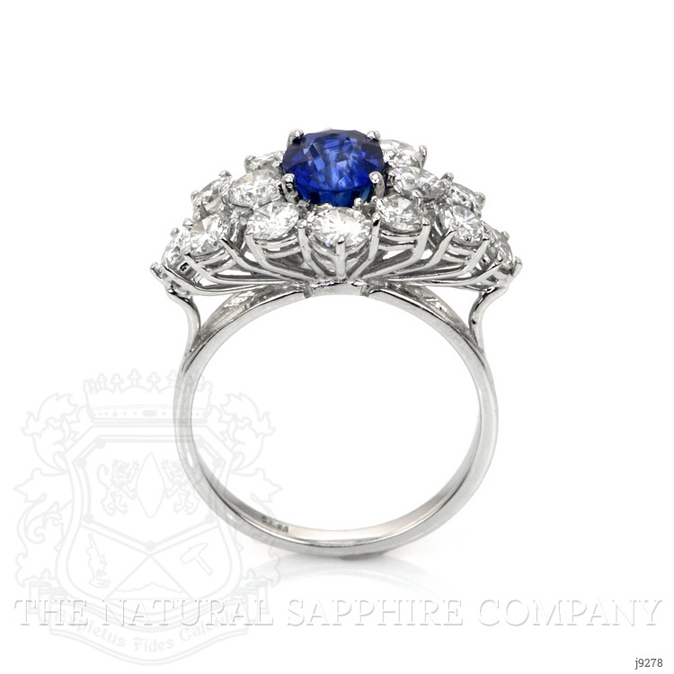 1.50 Ct. Blue Sapphire and Natural Diamond Antique Style Ring, 14K White Gold