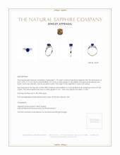 1.70 Ct. Blue Sapphire and Natural Diamond Three Stone Ring, 18K White Gold Appraisal