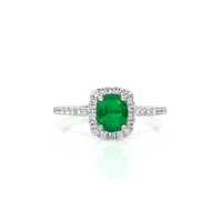 0.79 Ct. Emerald Natural Diamond Pave Ring, 18K White Gold Video