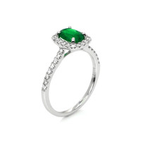 0.79 Ct. Emerald Natural Diamond Pave Ring, 18K White Gold Image
