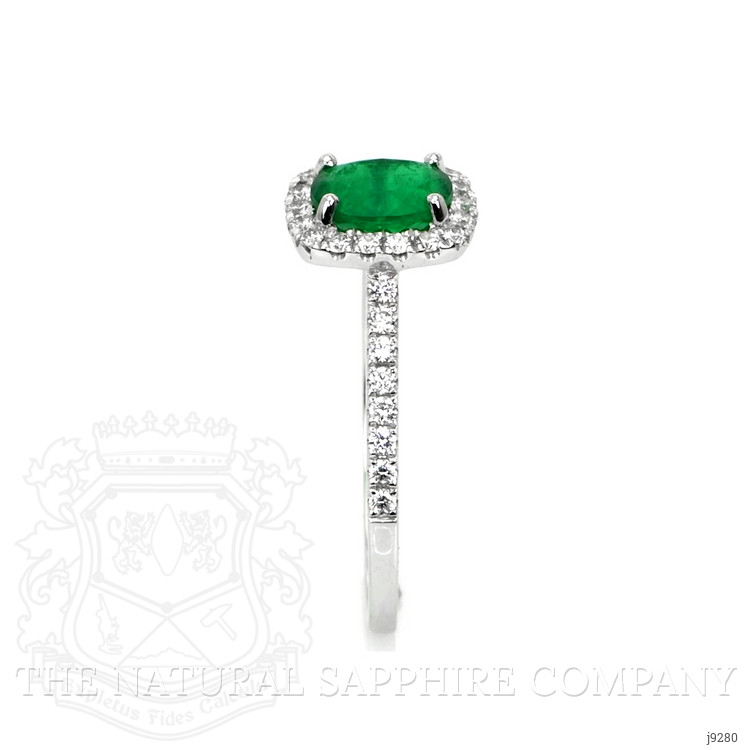 0.79 Ct. Emerald Natural Diamond Pave Ring, 18K White Gold