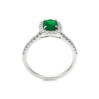 0.79 Ct. Emerald Natural Diamond Pave Ring, 18K White Gold Image