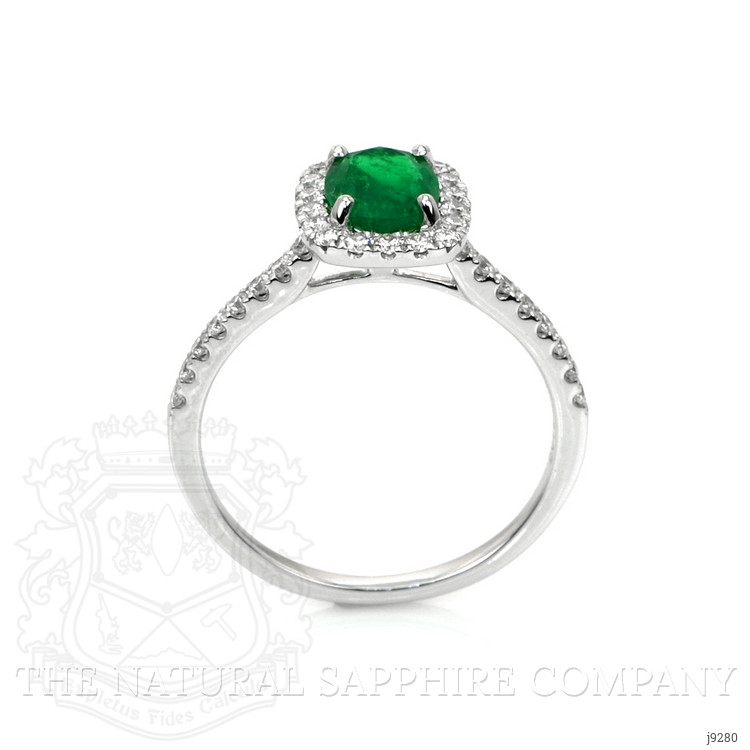0.79 Ct. Emerald Natural Diamond Pave Ring, 18K White Gold
