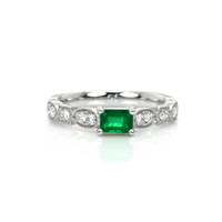 0.37 Ct. Emerald and Diamond Ring, 18K White Gold Video